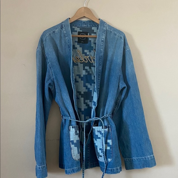 GAP × DAP Unisex Organic Cotton Denim Wrap Jacket Harlem in Light Indigo M/L - Picture 12 of 12